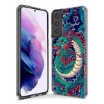 Mundaze - Case for Samsung Galaxy S22 Ultra Slim Shockproof Hard Shell Soft TPU Heavy Duty Protective Phone Cover - Green Dragon Tattoo