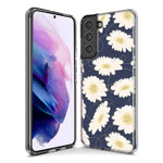 Mundaze - Case for Samsung Galaxy S22 Ultra Slim Shockproof Hard Shell Soft TPU Heavy Duty Protective Phone Cover - Cute White Daisies Blue