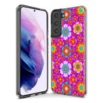 Mundaze - Case for Samsung Galaxy S22 Ultra Slim Shockproof Hard Shell Soft TPU Heavy Duty Protective Phone Cover - Groovy Cute Pink Flowers