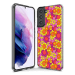 Mundaze - Case for Samsung Galaxy S24 Plus Slim Shockproof Hard Shell Soft TPU Heavy Duty Protective Phone Cover - Groovy Pink Yellow Floral