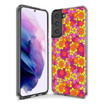 Mundaze - Case for Samsung Galaxy S22 Ultra Slim Shockproof Hard Shell Soft TPU Heavy Duty Protective Phone Cover - Groovy Pink Yellow Floral