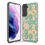 Mundaze - Case for Samsung Galaxy S22 Ultra Slim Shockproof Hard Shell Soft TPU Heavy Duty Protective Phone Cover - Cute Mint Yellow Floral