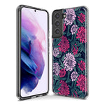 Mundaze - Case for Samsung Galaxy S22 Ultra Slim Shockproof Hard Shell Soft TPU Heavy Duty Protective Phone Cover - Vintage Pink Flowers and Leaves