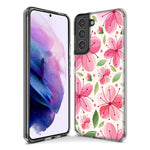 Mundaze - Case for Samsung Galaxy S22 Ultra Slim Shockproof Hard Shell Soft TPU Heavy Duty Protective Phone Cover - Spring Pink Cherry Blossoms