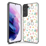 Mundaze - Case for Samsung Galaxy S22 Ultra Slim Shockproof Hard Shell Soft TPU Heavy Duty Protective Phone Cover - Cute Spring Floral Bicycles