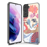 Mundaze - Case for Samsung Galaxy S22 Ultra Slim Shockproof Hard Shell Soft TPU Heavy Duty Protective Phone Cover - Vintage Japanese Crane