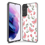 Mundaze - Case for Samsung Galaxy S22 Ultra Slim Shockproof Hard Shell Soft TPU Heavy Duty Protective Phone Cover - Cute Pink Butterflies