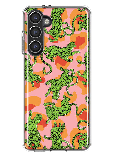 Mundaze - Case for Samsung Galaxy S23 Plus Slim Shockproof Hard Shell Soft TPU Heavy Duty Protective Phone Cover - Green Leopard