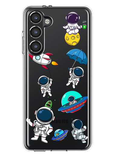 Mundaze - Case for Samsung Galaxy S23 Slim Shockproof Hard Shell Soft TPU Heavy Duty Protective Phone Cover - Cute Astronauts and UFO Rocket