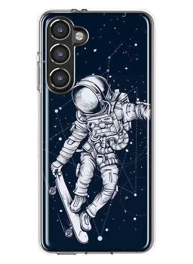 Mundaze - Case for Samsung Galaxy S23 Plus Slim Shockproof Hard Shell Soft TPU Heavy Duty Protective Phone Cover - Skateboard Astronaut