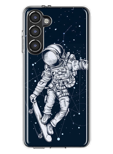 Mundaze - Case for Samsung Galaxy S23 Slim Shockproof Hard Shell Soft TPU Heavy Duty Protective Phone Cover - Skateboard Astronaut