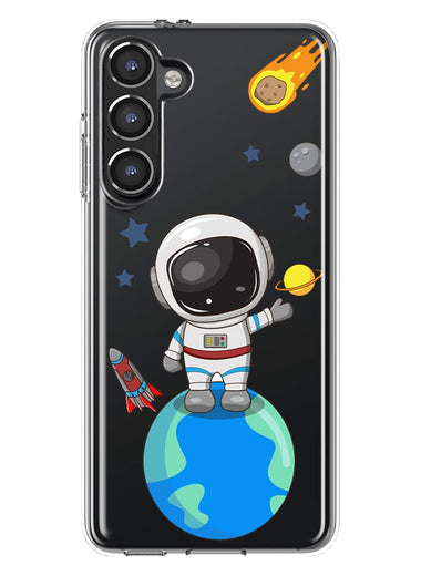 Mundaze - Case for Samsung Galaxy S23 Slim Shockproof Hard Shell Soft TPU Heavy Duty Protective Phone Cover - Cute Astronaut Earth Mars Rocket