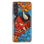 Mundaze - Case for Samsung Galaxy S23 Plus Slim Shockproof Hard Shell Soft TPU Heavy Duty Protective Phone Cover - Blue Japanese Oni Tattoo