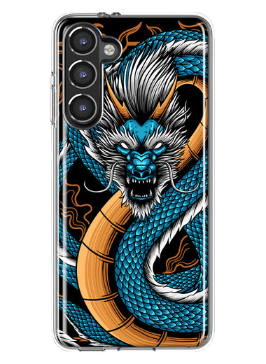 Mundaze - Case for Samsung Galaxy S23 Plus Slim Shockproof Hard Shell Soft TPU Heavy Duty Protective Phone Cover - Blue Dragon