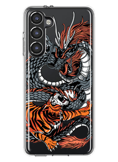 Mundaze - Case for Samsung Galaxy S23 Plus Slim Shockproof Hard Shell Soft TPU Heavy Duty Protective Phone Cover - Dragon and Tiger