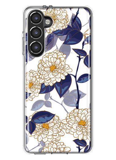 Mundaze - Case for Samsung Galaxy S23 Plus Slim Shockproof Hard Shell Soft TPU Heavy Duty Protective Phone Cover - Blue White Floral