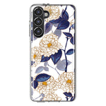 Mundaze - Case for Samsung Galaxy S23 Plus Slim Shockproof Hard Shell Soft TPU Heavy Duty Protective Phone Cover - Blue White Floral