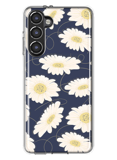 Mundaze - Case for Samsung Galaxy S23 Plus Slim Shockproof Hard Shell Soft TPU Heavy Duty Protective Phone Cover - Cute White Daisies Blue