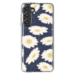 Mundaze - Case for Samsung Galaxy S23 Plus Slim Shockproof Hard Shell Soft TPU Heavy Duty Protective Phone Cover - Cute White Daisies Blue