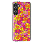 Mundaze - Case for Samsung Galaxy S23 Plus Slim Shockproof Hard Shell Soft TPU Heavy Duty Protective Phone Cover - Groovy Pink Yellow Floral