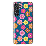 Mundaze - Case for Samsung Galaxy S23 Plus Slim Shockproof Hard Shell Soft TPU Heavy Duty Protective Phone Cover - Groovy Pink Daisies