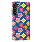 Mundaze - Case for Samsung Galaxy S23 Slim Shockproof Hard Shell Soft TPU Heavy Duty Protective Phone Cover - Groovy Pink Daisies