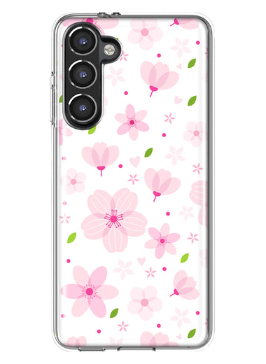 Mundaze - Case for Samsung Galaxy S23 Plus Slim Shockproof Hard Shell Soft TPU Heavy Duty Protective Phone Cover - Cute Pink Cherry Blossom