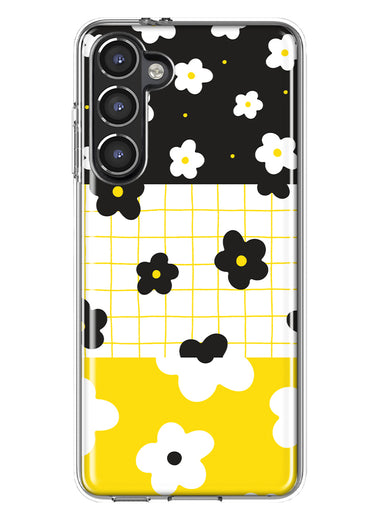 Mundaze - Case for Samsung Galaxy S23 Plus Slim Shockproof Hard Shell Soft TPU Heavy Duty Protective Phone Cover - Black Yellow Daisies