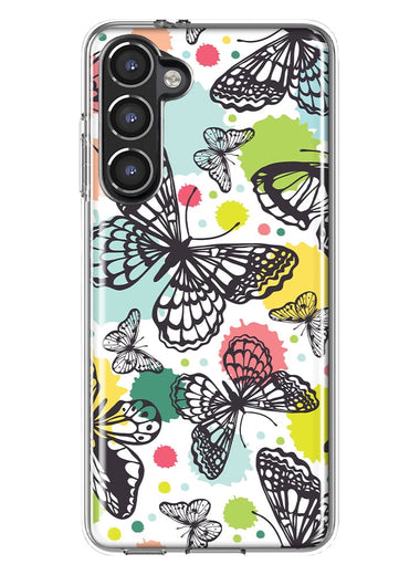 Mundaze - Case for Samsung Galaxy S23 Slim Shockproof Hard Shell Soft TPU Heavy Duty Protective Phone Cover - Vintage Butterflies