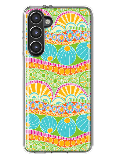 Mundaze - Case for Samsung Galaxy S23 Plus Slim Shockproof Hard Shell Soft TPU Heavy Duty Protective Phone Cover - Groovy Citrus