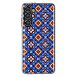 Mundaze - Case for Samsung Galaxy S23 Plus Slim Shockproof Hard Shell Soft TPU Heavy Duty Protective Phone Cover - Abstract Blue Orange Diamond Tribal