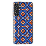 Mundaze - Case for Samsung Galaxy S23 Slim Shockproof Hard Shell Soft TPU Heavy Duty Protective Phone Cover - Abstract Blue Orange Diamond Tribal