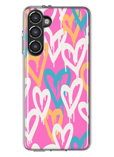 Mundaze - Case for Samsung Galaxy S23 Plus Slim Shockproof Hard Shell Soft TPU Heavy Duty Protective Phone Cover - Urban Street Pink Hearts