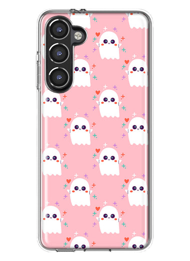 Mundaze - Case for Samsung Galaxy S23 Plus Slim Shockproof Hard Shell Soft TPU Heavy Duty Protective Phone Cover - Cute Pink Ghosts