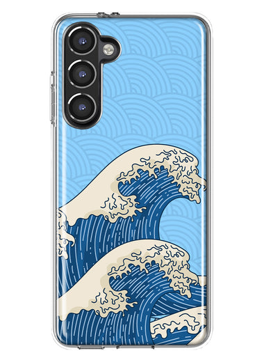 Mundaze - Case for Samsung Galaxy S23 Plus Slim Shockproof Hard Shell Soft TPU Heavy Duty Protective Phone Cover - Japanese Waves