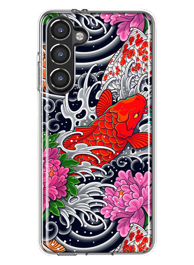 Mundaze - Case for Samsung Galaxy S23 Slim Shockproof Hard Shell Soft TPU Heavy Duty Protective Phone Cover - Japanese Koi Fish Tattoo