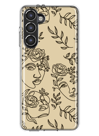 Mundaze - Case for Samsung Galaxy S23 Slim Shockproof Hard Shell Soft TPU Heavy Duty Protective Phone Cover - Abstract Line Art Faces