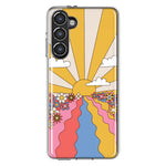 Mundaze - Case for Samsung Galaxy S23 Plus Slim Shockproof Hard Shell Soft TPU Heavy Duty Protective Phone Cover - Retro Sunset Flower Field