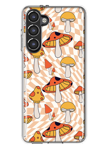 Mundaze - Case for Samsung Galaxy S23 Plus Slim Shockproof Hard Shell Soft TPU Heavy Duty Protective Phone Cover - Retro groovy Mushrooms