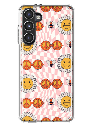 Mundaze - Case for Samsung Galaxy S23 Plus Slim Shockproof Hard Shell Soft TPU Heavy Duty Protective Phone Cover - Retro Groovy Flowers