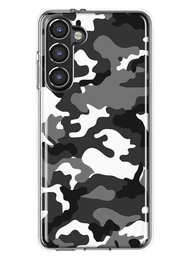 Mundaze - Case for Samsung Galaxy S23 Plus Slim Shockproof Hard Shell Soft TPU Heavy Duty Protective Phone Cover - Black Grey Camo