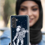 Mundaze - Case for Samsung Galaxy S23 Ultra Slim Shockproof Hard Shell Soft TPU Heavy Duty Protective Phone Cover - Skateboard Astronaut