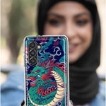 Mundaze - Case for Samsung Galaxy S22 Ultra Slim Shockproof Hard Shell Soft TPU Heavy Duty Protective Phone Cover - Green Dragon Tattoo