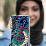 Mundaze - Case for Samsung Galaxy S24 Plus Slim Shockproof Hard Shell Soft TPU Heavy Duty Protective Phone Cover - Green Dragon Tattoo