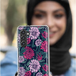 Mundaze - Case for Samsung Galaxy S23 Ultra Slim Shockproof Hard Shell Soft TPU Heavy Duty Protective Phone Cover - Vintage Pink Flowers and Leaves