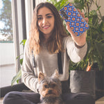 Mundaze - Case for Samsung Galaxy S22 Ultra Slim Shockproof Hard Shell Soft TPU Heavy Duty Protective Phone Cover - Abstract Blue Orange Diamond Tribal