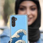 Mundaze - Case for Samsung Galaxy S22 Ultra Slim Shockproof Hard Shell Soft TPU Heavy Duty Protective Phone Cover - Japanese Waves