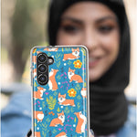 Mundaze - Case for Samsung Galaxy S23 Slim Shockproof Hard Shell Soft TPU Heavy Duty Protective Phone Cover - Cute Corgis and Flowers