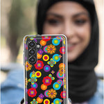 Mundaze - Case for Samsung Galaxy S23 Ultra Slim Shockproof Hard Shell Soft TPU Heavy Duty Protective Phone Cover - Groovy Cute Flowers