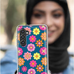 Mundaze - Case for Samsung Galaxy S22 Ultra Slim Shockproof Hard Shell Soft TPU Heavy Duty Protective Phone Cover - Groovy Pink Daisies